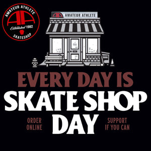 Skate Shop Day Graphic. February 17th. Celebrating independent skate shops. 