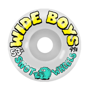 Snot 53mm white glow wide boy skateboard wheels
