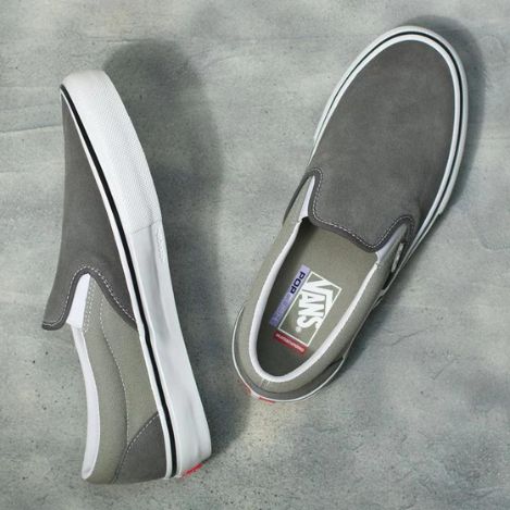 Vans slip on charcoal on sale gray