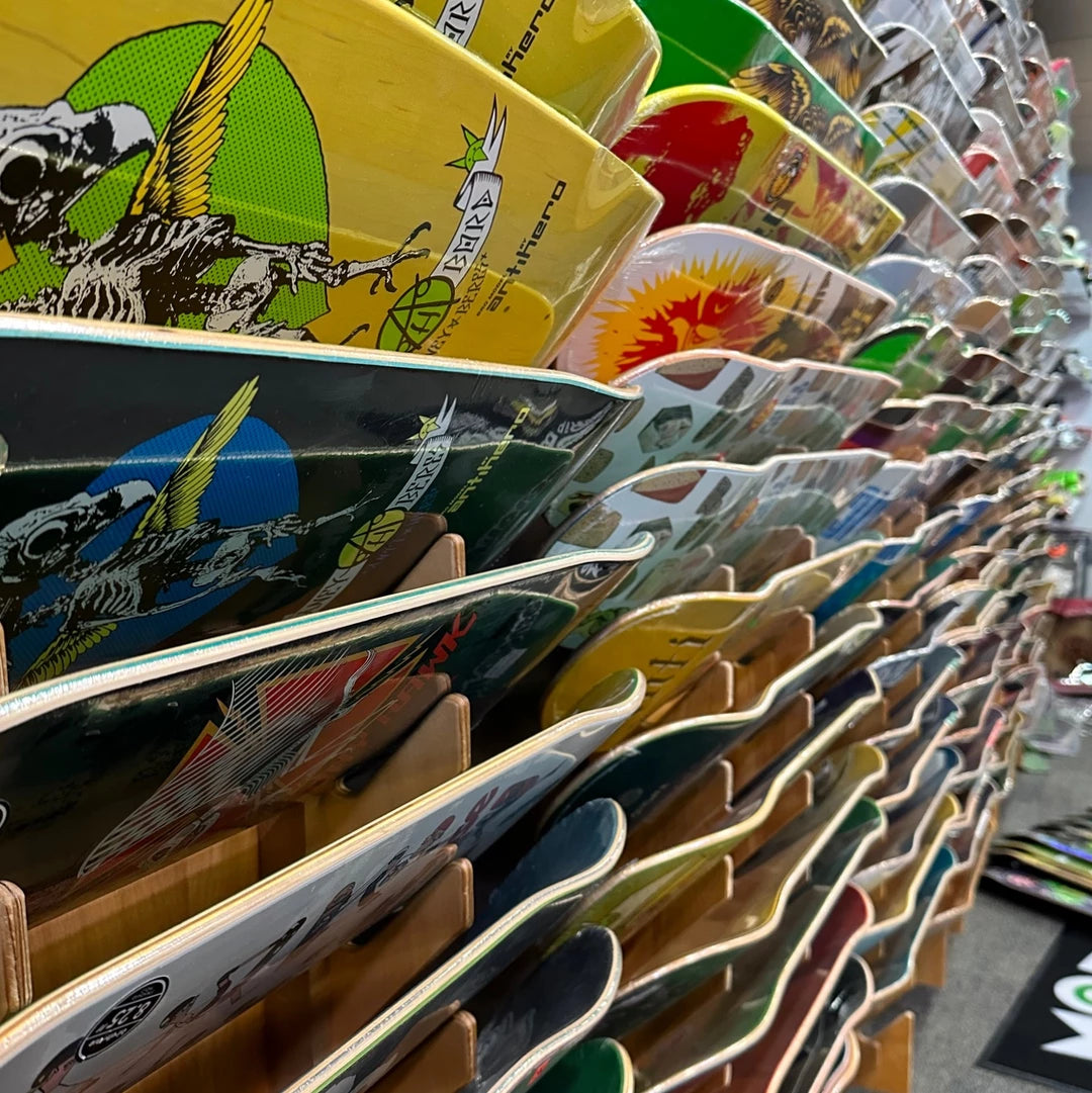 Skateboard deck wall collection