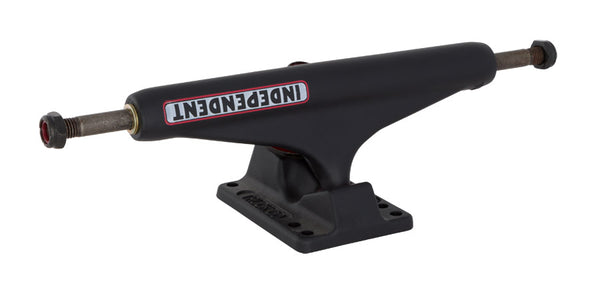 Black independent skateboard trucks outside view