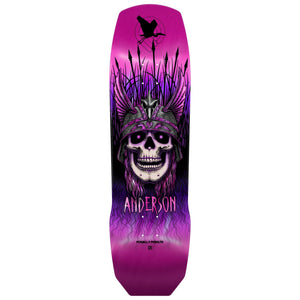 Pink foil, skateboard deck, Andy Anderson. Heron Model seven ply maple