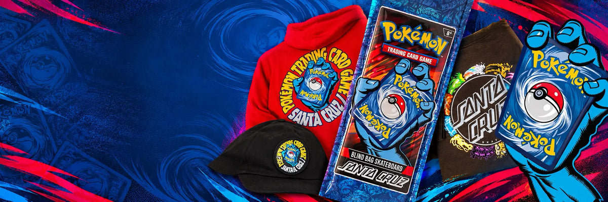Santa Cruz × Pokémon TCG skateboard decks, apparel and accessories collection