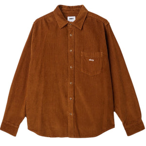 Obey brown Miles corduroy button up front image