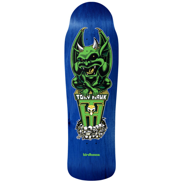 Blue birdhouse Hawk Gargoyle skateboard deck