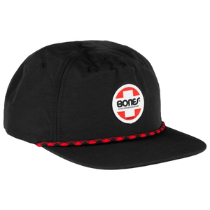 Bones Bearings OG Swiss Circle Low Pro Cap Black front view with patch