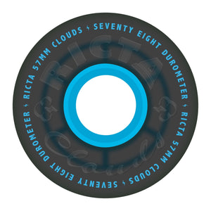 side image of ricotta trans black with blue core skateboard wheels 