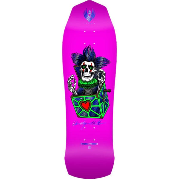 POWELL PERALTA CHRIS HIETT SKULL PINK & GREEN W/ BLUE FOIL 9.5" FLIGHT SKATEBOARD DECK 