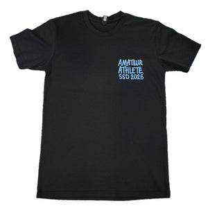 Amateur Athlete Skate Day 2026 black t-shirt front logo