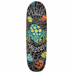 Santa Cruz Eric Dressen Spider Pro Shaped 9.25" Skateboard Deck with neon and metallic spider graphics, egg shape, and ATV concave bottom graphic