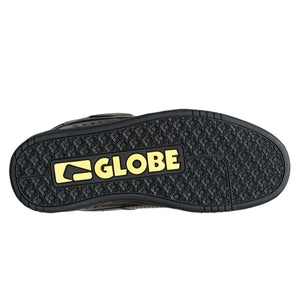 Black globe fusion only shoe sole with 'Globe' logo on a white background