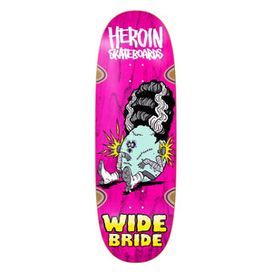 pink heroin wide bride skateboard deck with wheel wells 