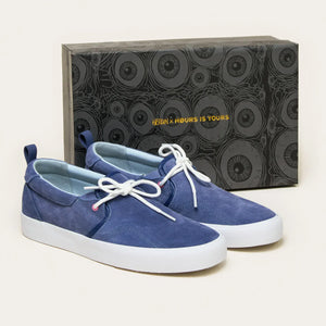 blue slip on hours is yours x heroin shoes