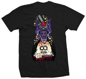 black t short heroin skateboard bat egg vilanni tee