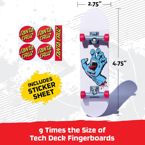 Size chart Santa Cruz, skateboards, tech deck, handboard