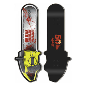 Madrid skateboards, Texas chainsaw massacre, chainsaw, shaped deck