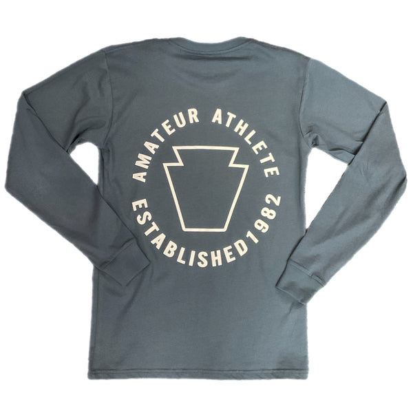 AMATEUR ATHLETE KEYSTONE LONG SLEEVE TEE SLATE BACK