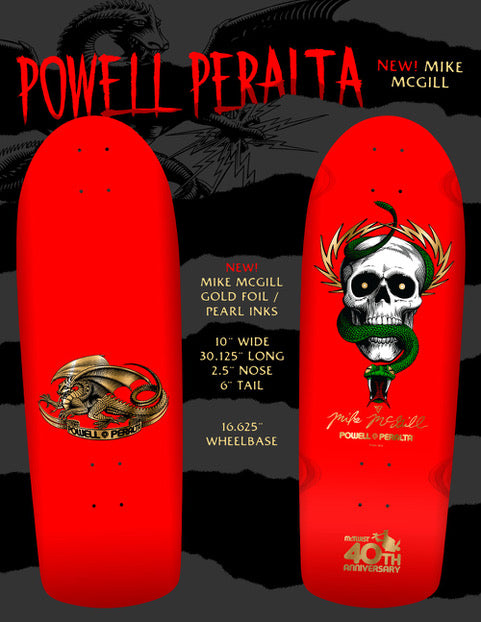 RED POWELL PERALRA MCGILL MCTWIST ANNIV RED GOLD FOIL SKATEBOARD DECK