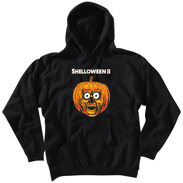 Heroin skateboards Shelloween 2 black pumpkin face hoodie