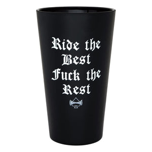 a black independent Motörhead frosted black pint glass back graphic 