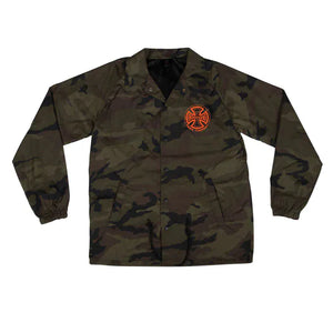 Camouflage jacket with a logo on a white background