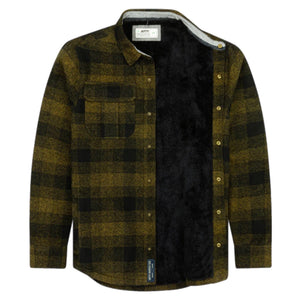 Jetty Flannel sherpa jacket black inside teddy bear lining image.