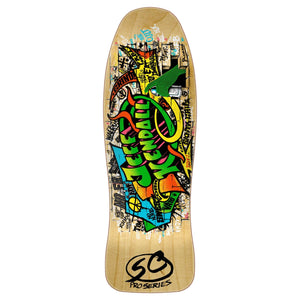 Santa Cruz Kendall graffiti deck with colorful graphics and 'SC Pro Series' branding 
