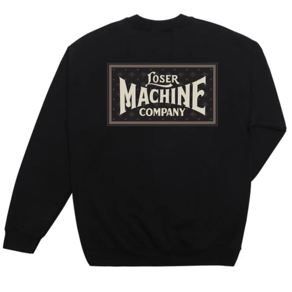 BLACK CREWNECK SWEATSHIRT ;PSER MACHINE BACK LOGO