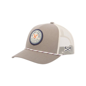 dark seas nav low grey front view snapback hat