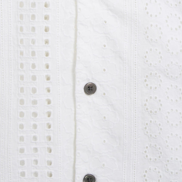 Obey Sunday Woven White button up close up pattern 