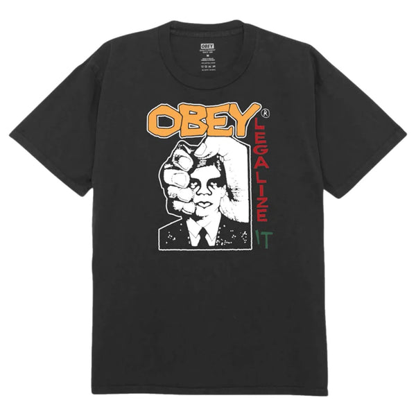 OBEY LEGALIZE IT PIGMENT BLACK T-SHIRT