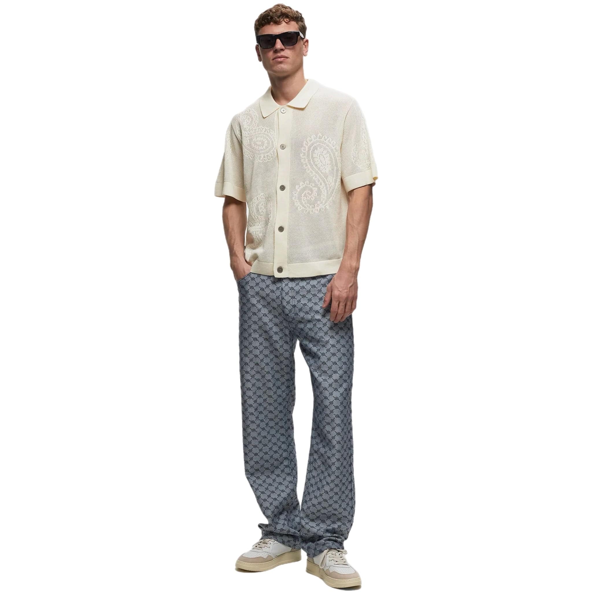 Obey Tear Drop Open Knit Shirt Unbleached XL Obey Tear Drop Open Knit Shirt Unbleached XL