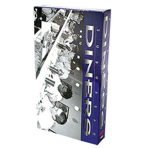 The board game box for 'Diner' (Suburban) features a dark blue-purple spine with silver vertical lettering and a black-and-white photograph of a diner interior on the front, set against a plain white background.
