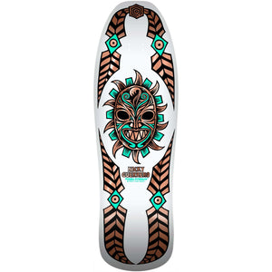 A white gold teal foil Powell Peralta Nicky Guerrero Mask skateboard deck bottom image 