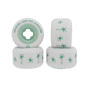 a set of ricta clouds mark appleyard 53mm 87a wheels with Mark Appleyard art on the rise surface side