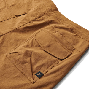 Close-up of 4-way stretch fabric on Layover Trail Shorts for durability and flexibility