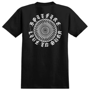 Black Tee Shirt Spitfire web logo on premium cotton back logo