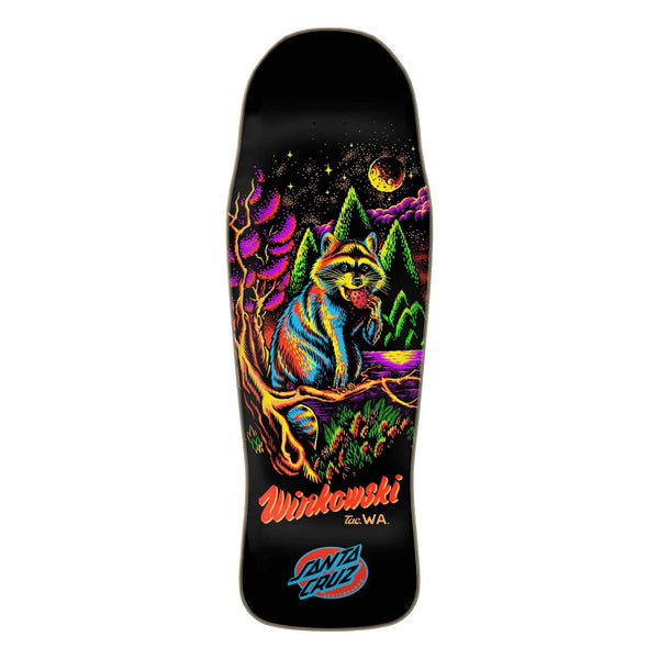 Santa Cruz Skateboard deck Winkowski Trash Panda black light Deck missle II shape