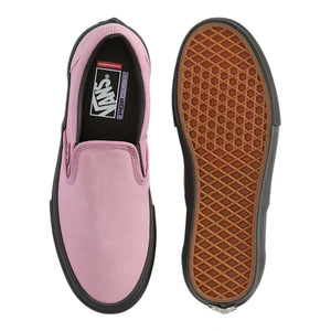 Pink and Black Vans skate slip on with pop Cush insoles. Top and Bottom image