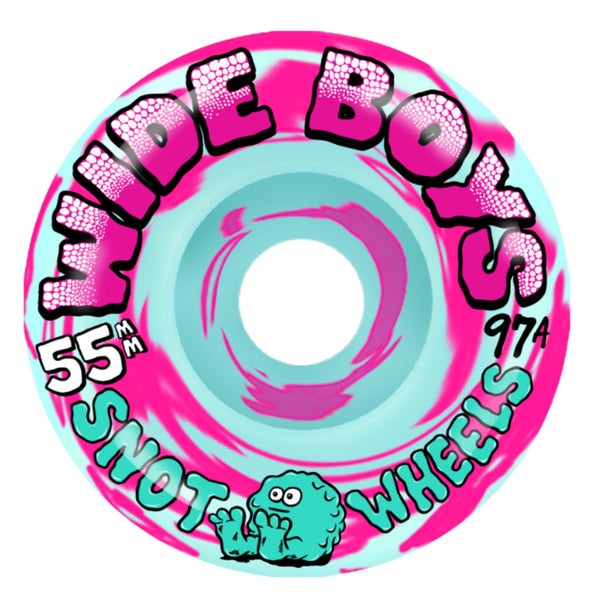 SNOT WHEELS WIDE BOYS 55MM 97A BLUE PINK SWIRL SKATEBOARD WHEELS