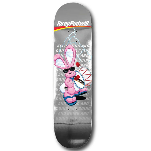 Thank you skateboard Pudwill Keep going energizer bunny deck 