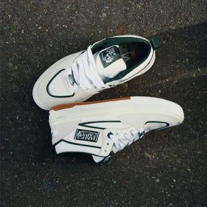 white Una Farrar waffle cup shoes lifestyle image on pavement 