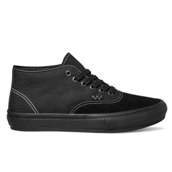 Side View Vans Authentic Skate mid blackout shoes