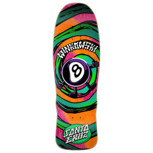 Santa Cruz Winkowski Vertigo MED 9.5" deck with neon spot gloss graphic and hand-stained veneer bottom image

