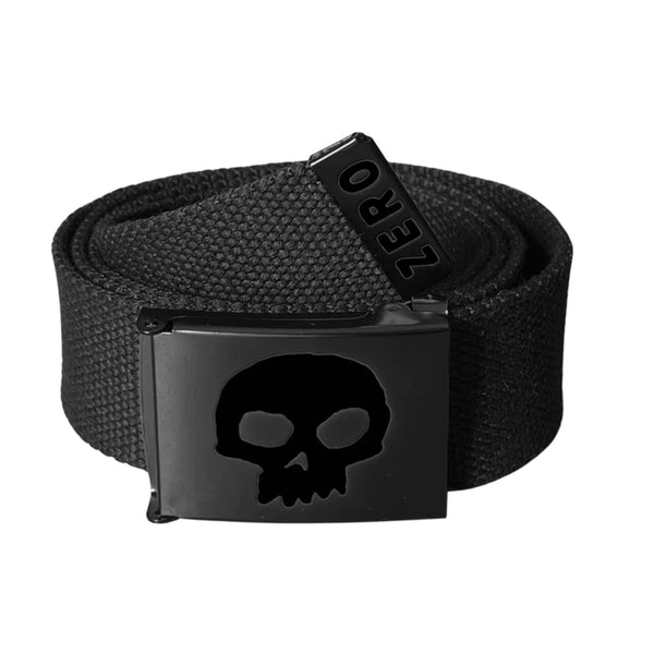 Zero black single skull web belt
