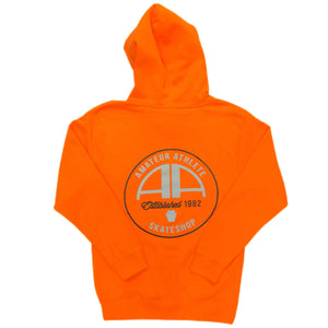 caution orange amateur athlete circle logo hoodie