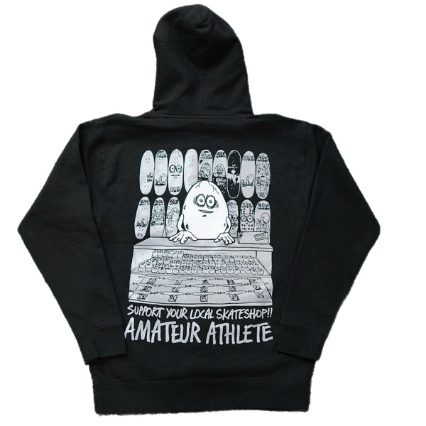 AA X HEROIN SKATE SHOP DAY 25 EMBROIDERED EGG BLACK HOODIE