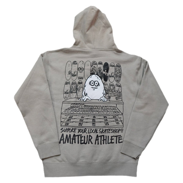 AA X HEROIN SKATE SHOP DAY EMBROIDERED EGG GREY HOODIE