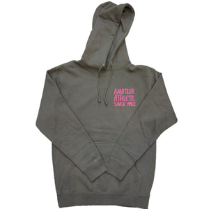 black hoodie with amateur athlete x heroin logo front image