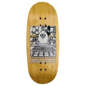 Amateur Athlete shop fingerboard made by maple with Fos artwork. egg shape bottom graphic